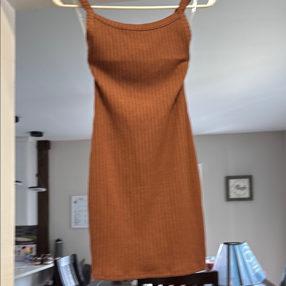 Inspire Brown Ribbed Sheath Mini Dress - Picture 3 of 4